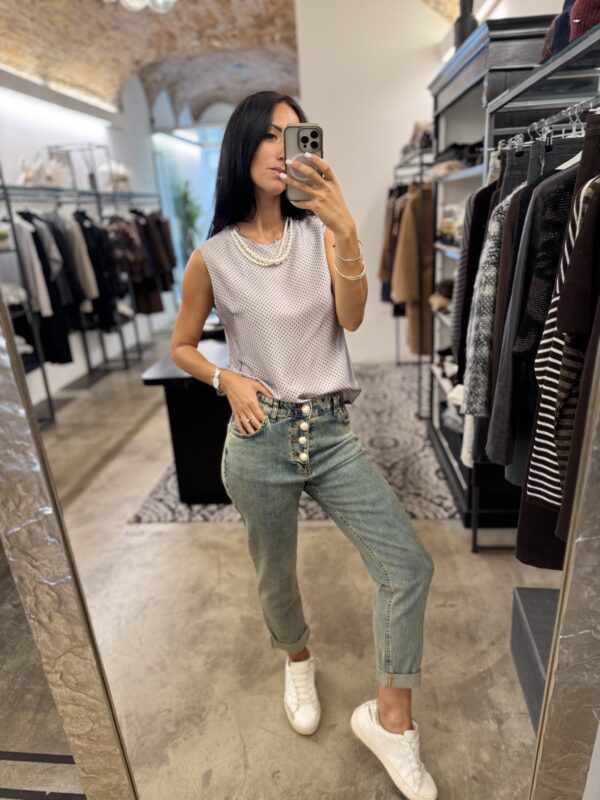 Denim bottoni perle 1