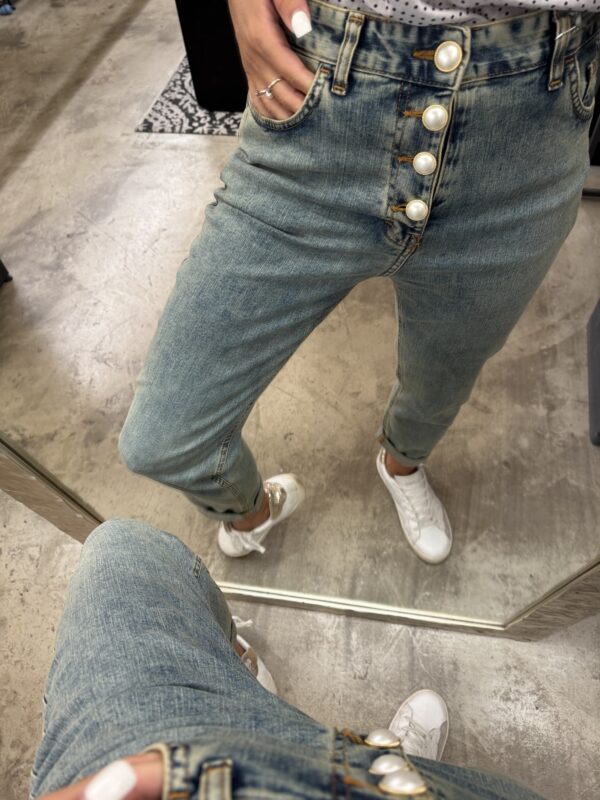 Denim bottoni perle 2