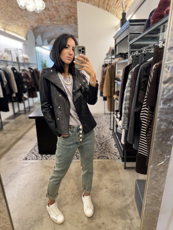 Denim bottoni perle 3