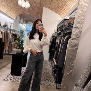 Jeans palazzo bottoni gioiello