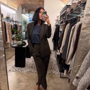 Pantalone gessato fondente e ardesia
