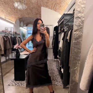 Gonna pizzo fondente/ardesia